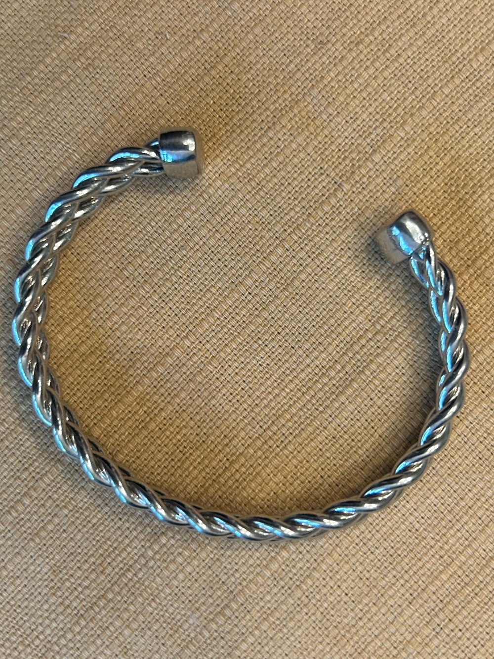 Braided Open Cuff Bracelet - Silver